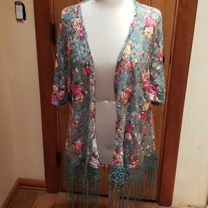 thin shawl cardigan with short sleeves